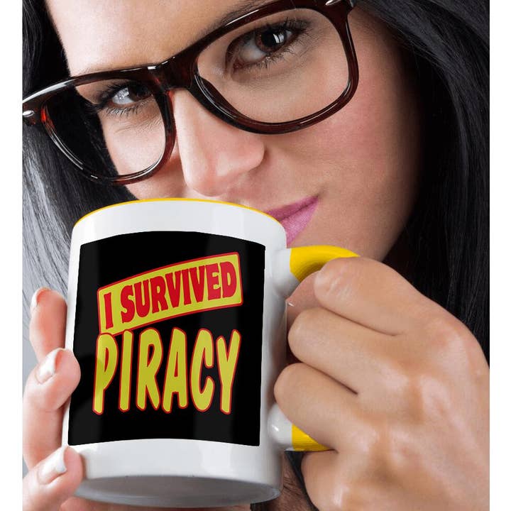 3dRose - Wholesale Coffee Mug - 3dRose, I Survived Piracy Survial Pride And Humor Design, Mug1