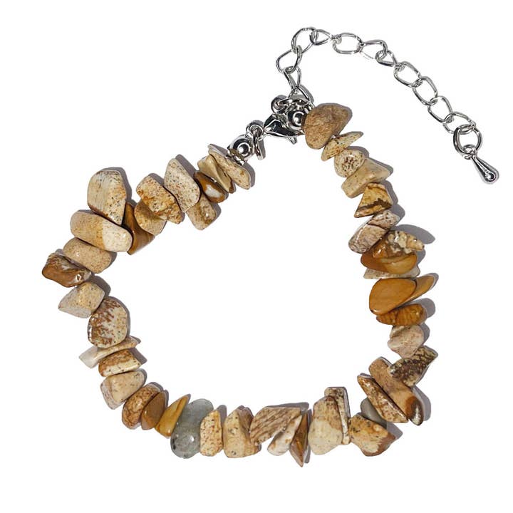 Bracelet Jaspe paysage - Baroque avec fermoir - 19 à 23cm pour la vente par France Mineraux