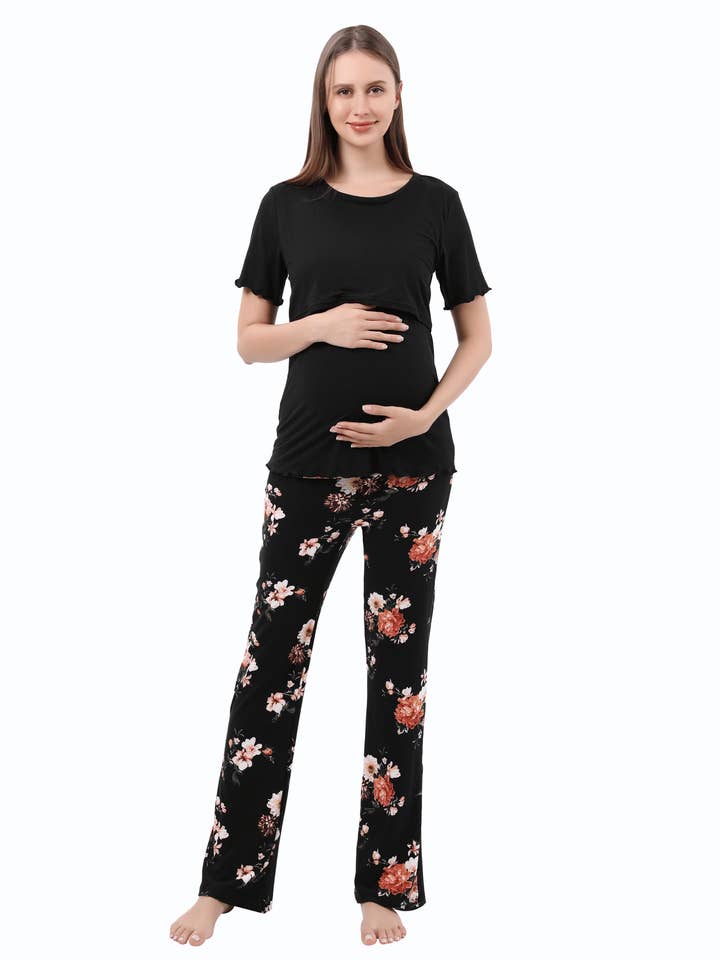 Maternity Pajama Set 3-in-1 Bump and Nursing Friendly for wholesale by Alina Mae Maternity