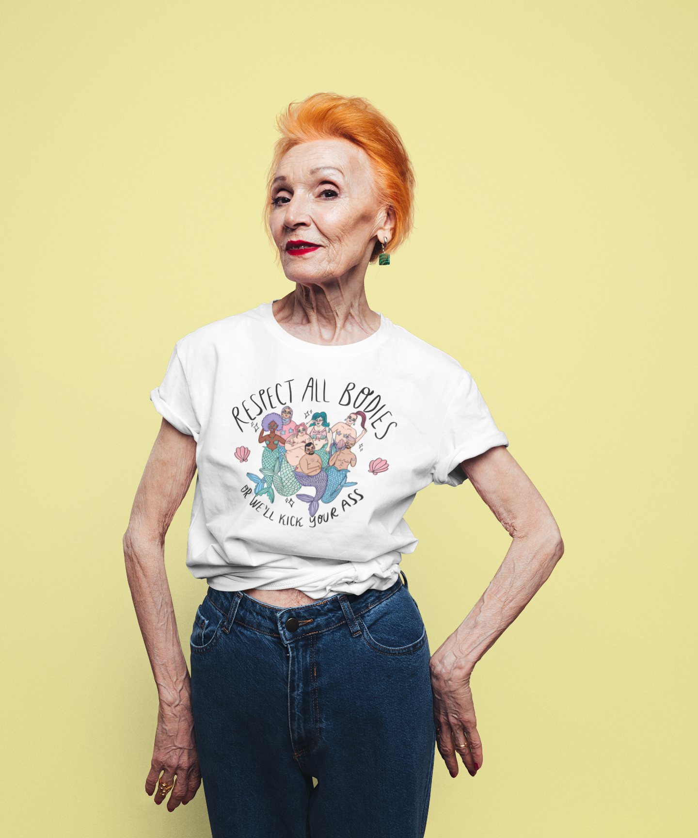 Chiaralascura – wholesale T-shirts med screentryck – Dam – Unisex t-shirt i ekologisk bomull med Body Positive sjöjungfruar30