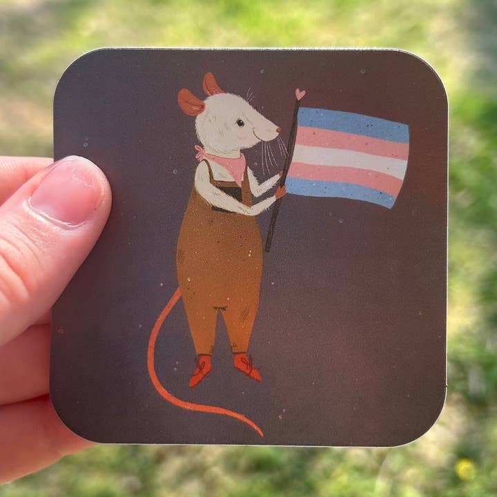 Trans Pride Mouse Sticker for wholesale by Glitter and Toadstools