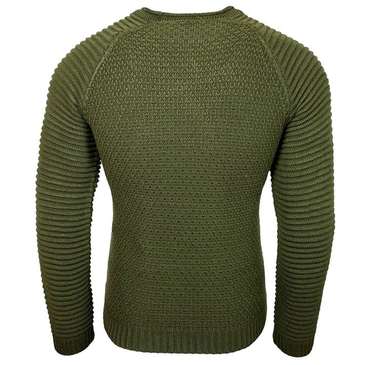 SUBLIMINAL MODE - Wholesale Knit Sweater - Men's - Men's Large Knit Ribbed Round Neck Sweater