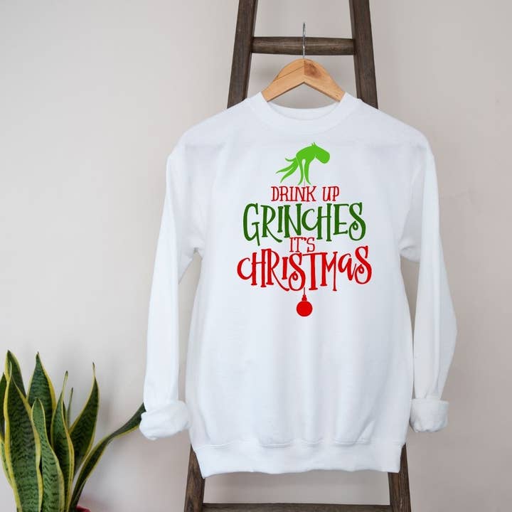 Drink Up Grinches, The Grinch, Ugly Sweater, Sweater Weather for wholesale by JCK Finds