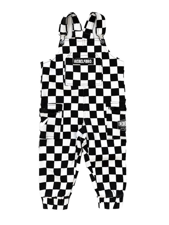 Live Fast Checkered Overalls in Venice for wholesale by Rebel Bro
