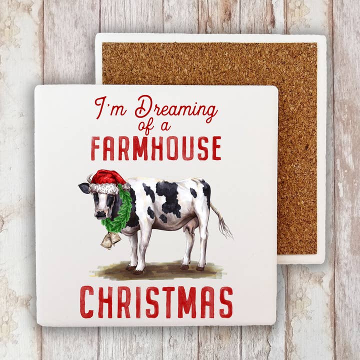 I'm Dreaming of a Farmhouse Christmas, Stone Coaster for wholesale by Avery Lane Gifts