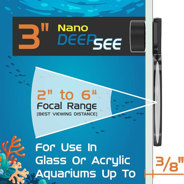 Flipper Aquarium Products - Vendita all'ingrosso Lente d'ingrandimento - Visualizzatore d'Acquario Magnetico Ingrandito DeepSee Nano 3"