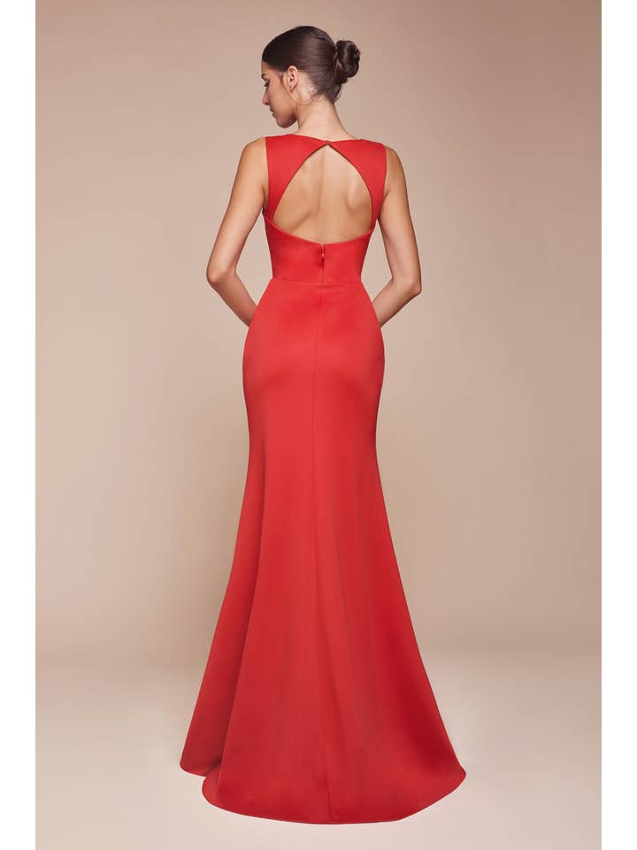 Ladivine by Cinderella Divine - Wholesale Formele jurk - Dames - Aangesloten Jurk met Uitsnijding aan de Achterkant Zonder Mouwen en Split2