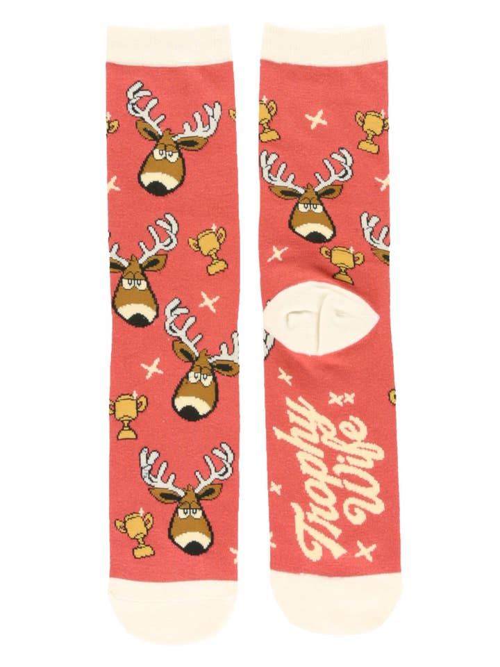 Trophy Wife Pink Crew Sock for wholesale by Lazy One