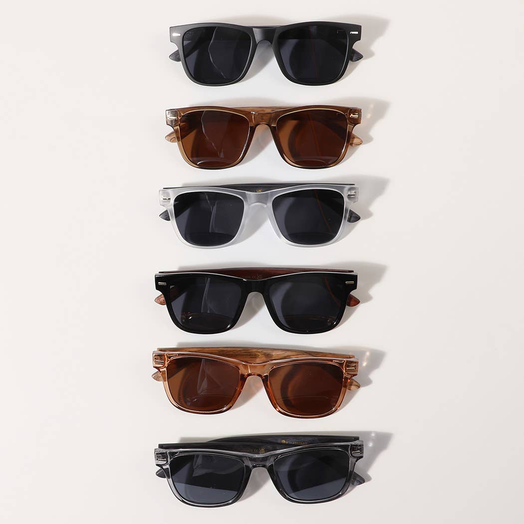  ASSORTED COLOR Square Shape Frame Wood Legs Fashion Sunglasses for wholesale on Faire2