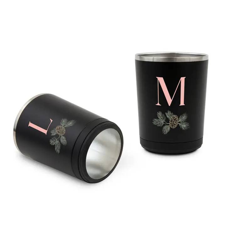 Weddingstar Inc. - Wholesale Drink huggers & koozies - Stainless Steel Coffee Cup Sleeve - Blush Initial1