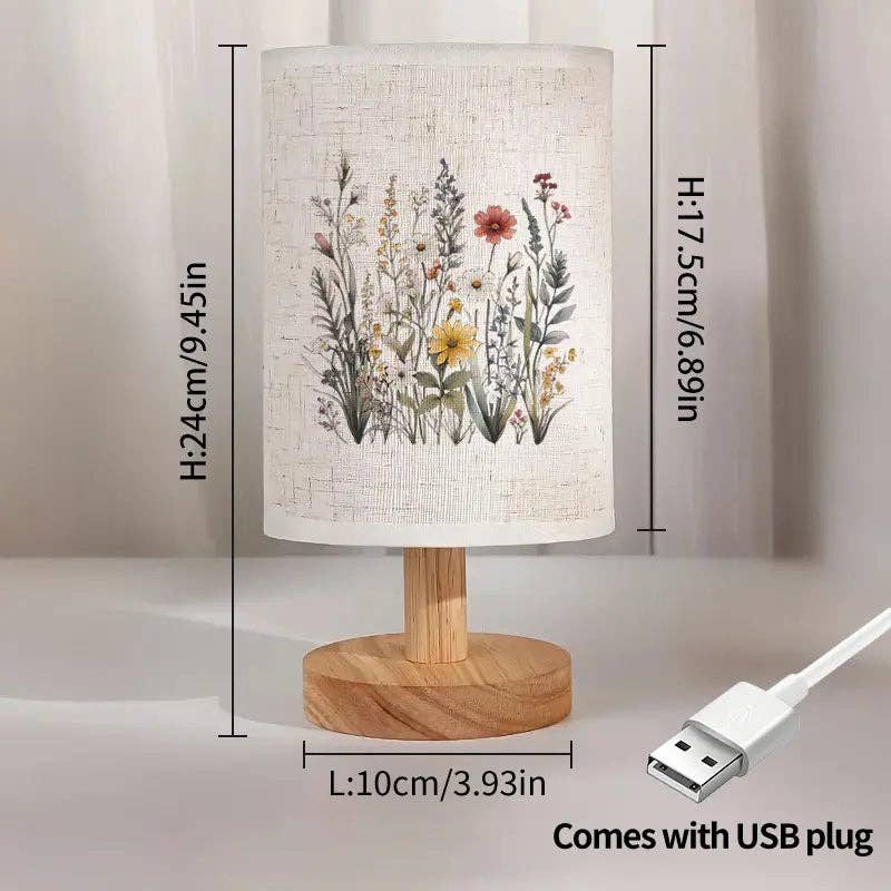 Huis Van Merken - Wholesale Accent/Desk Lamp - Floral Table Lamp - USB Powered, Warm Light, Wood Base4