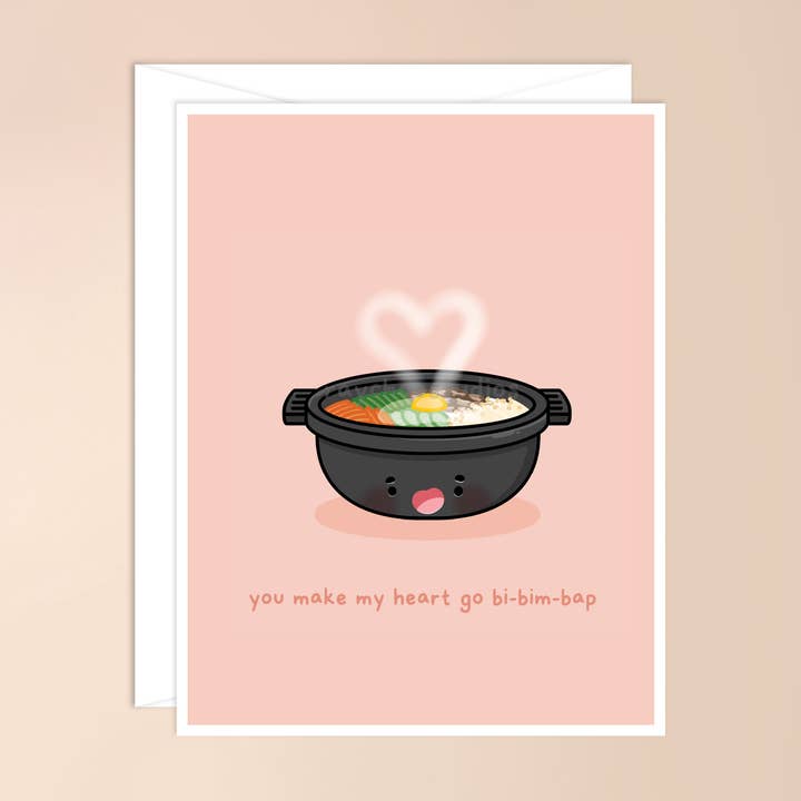 Du gør mit hjerte gå Bi-BI-Bap lykønskningskort for engroshandel hos Raychoo Studios Inc.