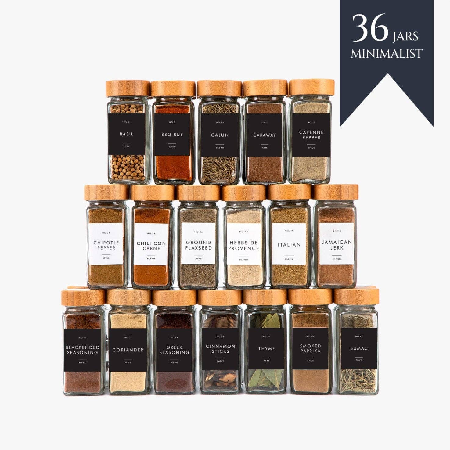 Finessy - Wholesale Jar - SPICE JARS WITH LABEL BAMBOO LID11