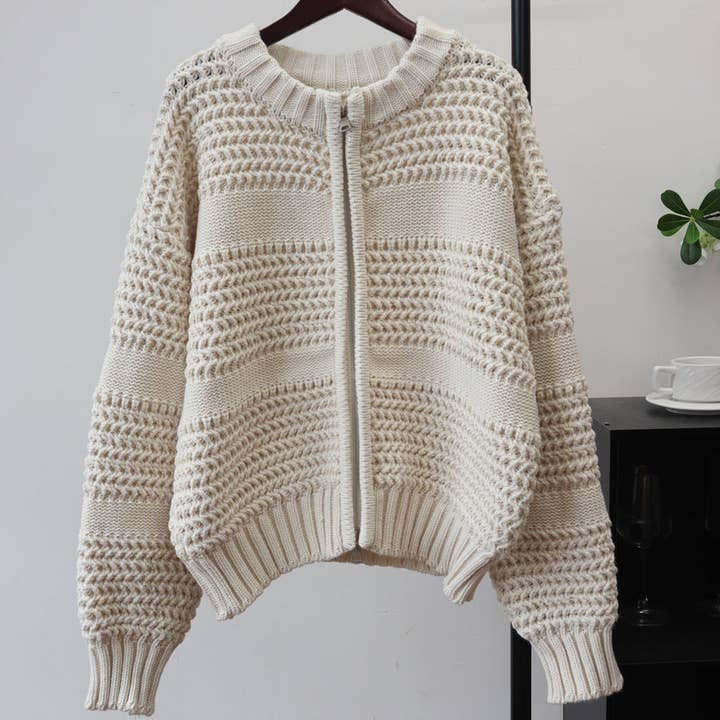 Masyal - Wholesale Cardigan - Women's - Women's Thick Double Zipper Knit Cardigan Sweater Coat1