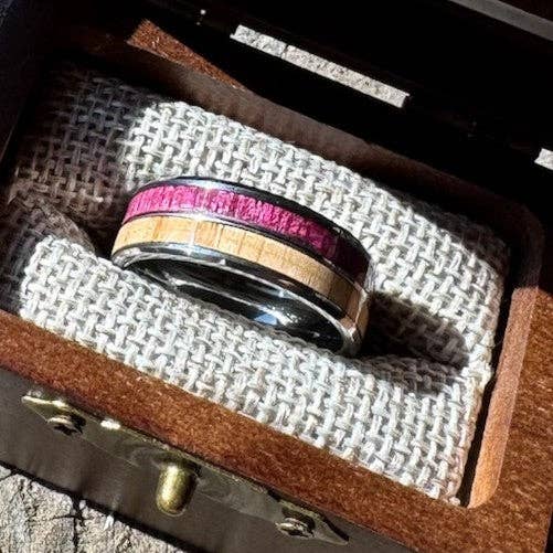 Stonington Designs/Hitch-Crafter - Wholesale Band/Stacked Ring - Latitude — 8mm Double Wood Inlay Tungsten Ring2