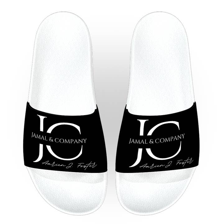 White & Black Slides for wholesale by Jamal & Company