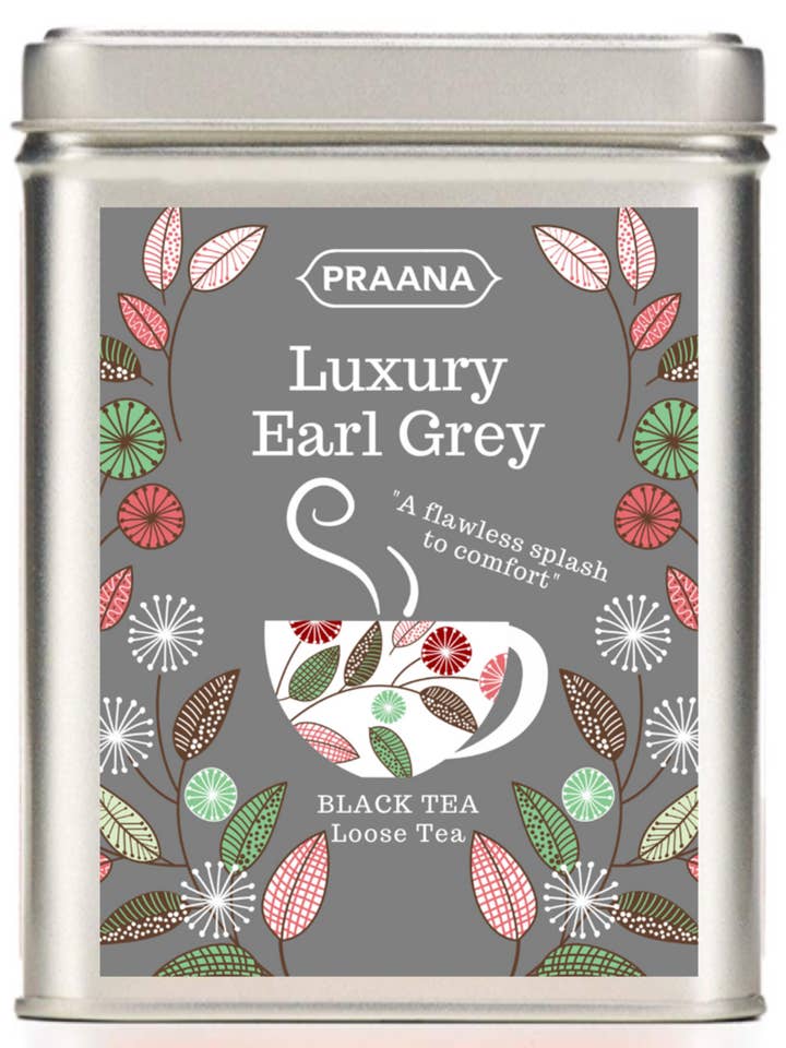 Luksus Earl Grey Sort Løs Te - Gavedåse -100g for engroshandel hos PRAANA TEA