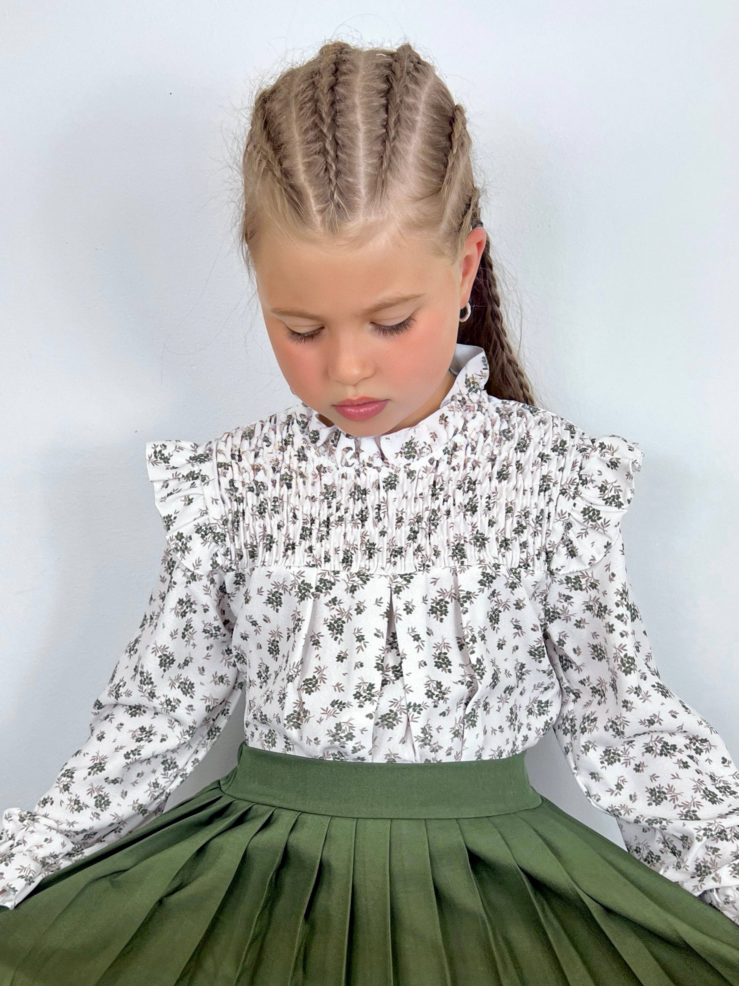 MINI MIGNON PARIS - Vente Chemise – enfant - Top fleuri à volants et manches longues2