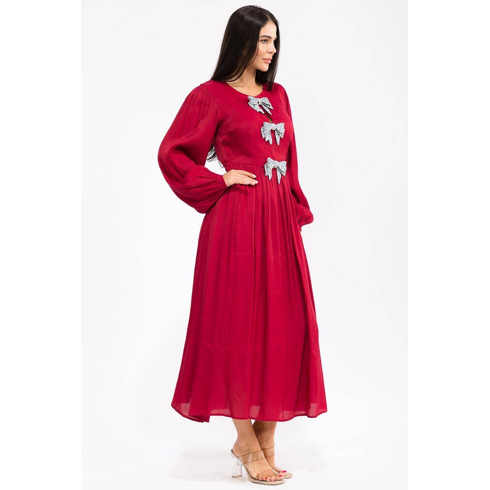 Black Pearl Clothing - Vente Robe – femme - ROBE MAXI PLUS SCINTILLANTE AVEC NŒUD4