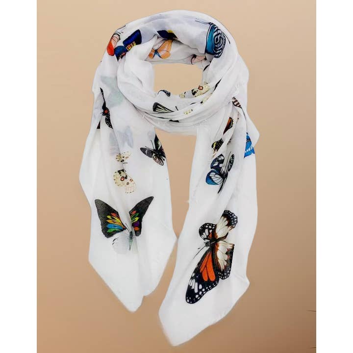 JC Sunny Fashion - Wholesale Scarf - Women's - 4 Colors--JC Signature Multicolor Butterfly Scarf