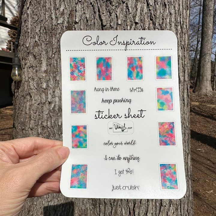 Sticker Sheet | Set 9 | planner stickers | Color Inspiration | 5 x 7 inch sheet | permanent adhesive | waterproof ink for wholesale by My Vinyl Cut