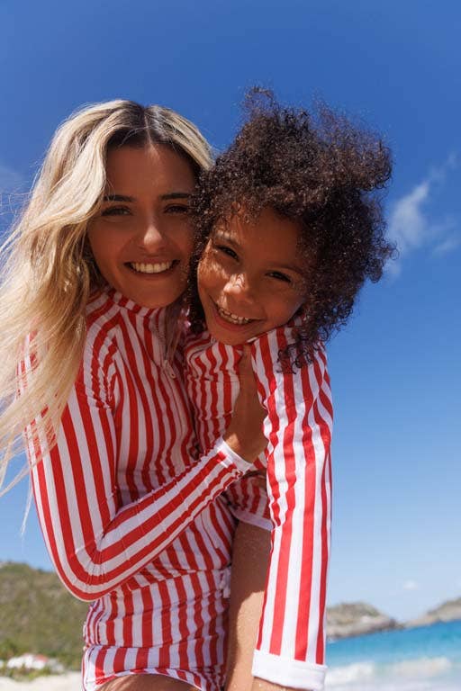 Juillet Juillet - Wholesale One Piece Swimsuit - Kids - Graniers Red/White Romper UPF 50+3