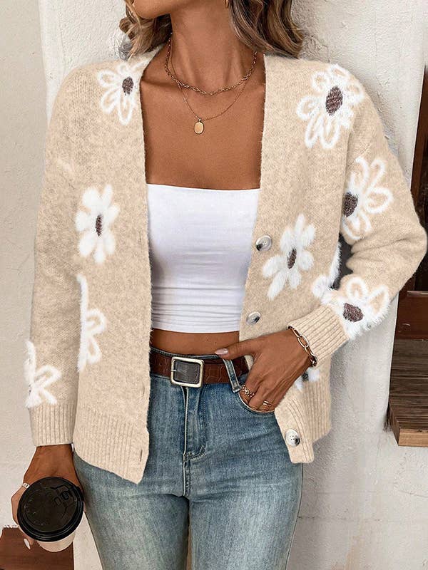 Rosa Clothing - Wholesale Cardigan - Women's - Floral Button Front Cardigan1