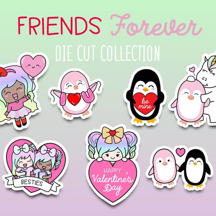 Vänner för alltid klistermärke DIE CUT-kollektion för wholesale av Shine Sticker Studio