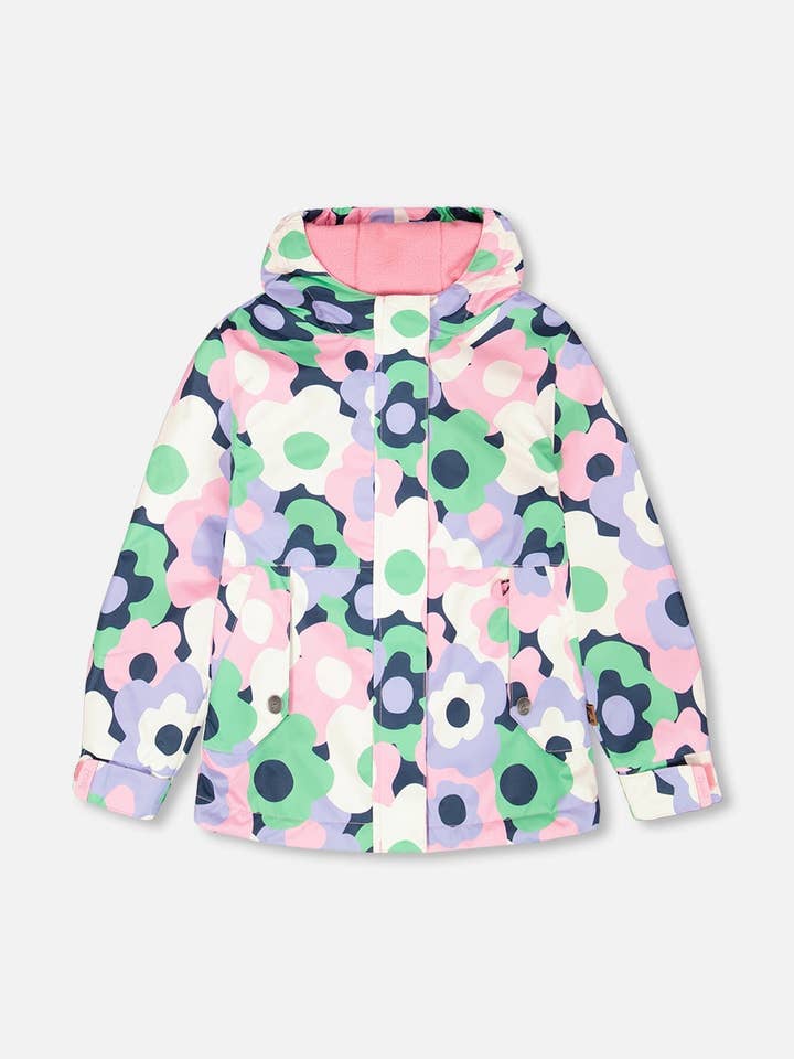 Mid-Season Jacket Black Printed Flowers for wholesale by Deux par Deux
