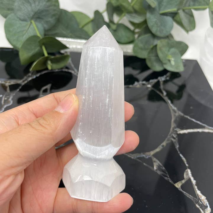 Crystal Deal – Großhandel Spiritueller Stein/Kristall – Tower Point Scepter Energy Power-Kristallstab aus Selenit, 10,2 cm