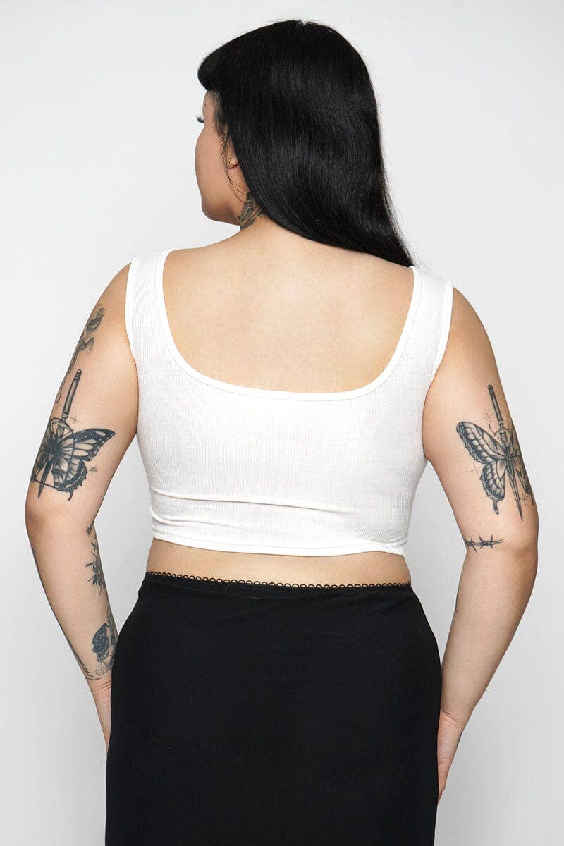 WHITE Sullen Lace Up Tank for wholesale on Faire5