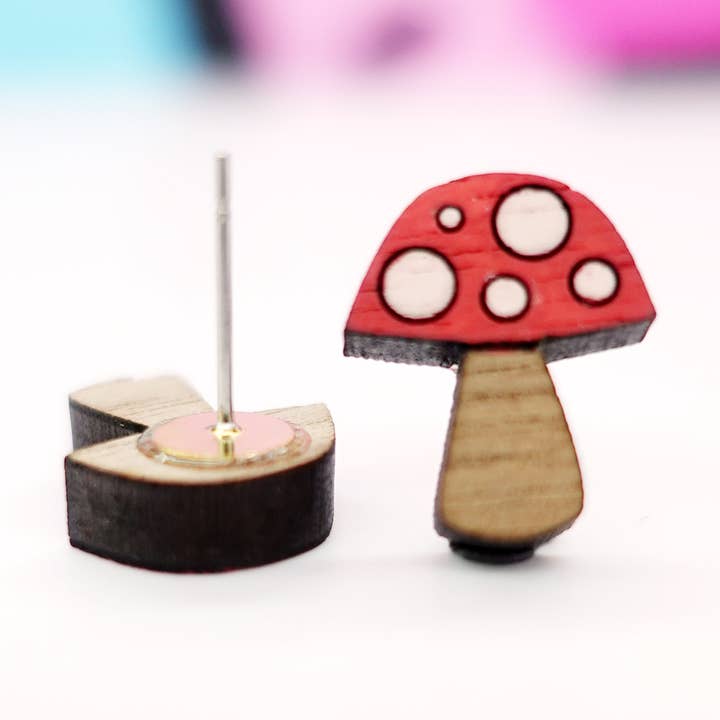 Mushroom Stud Earrings for wholesale by Silly Loaf