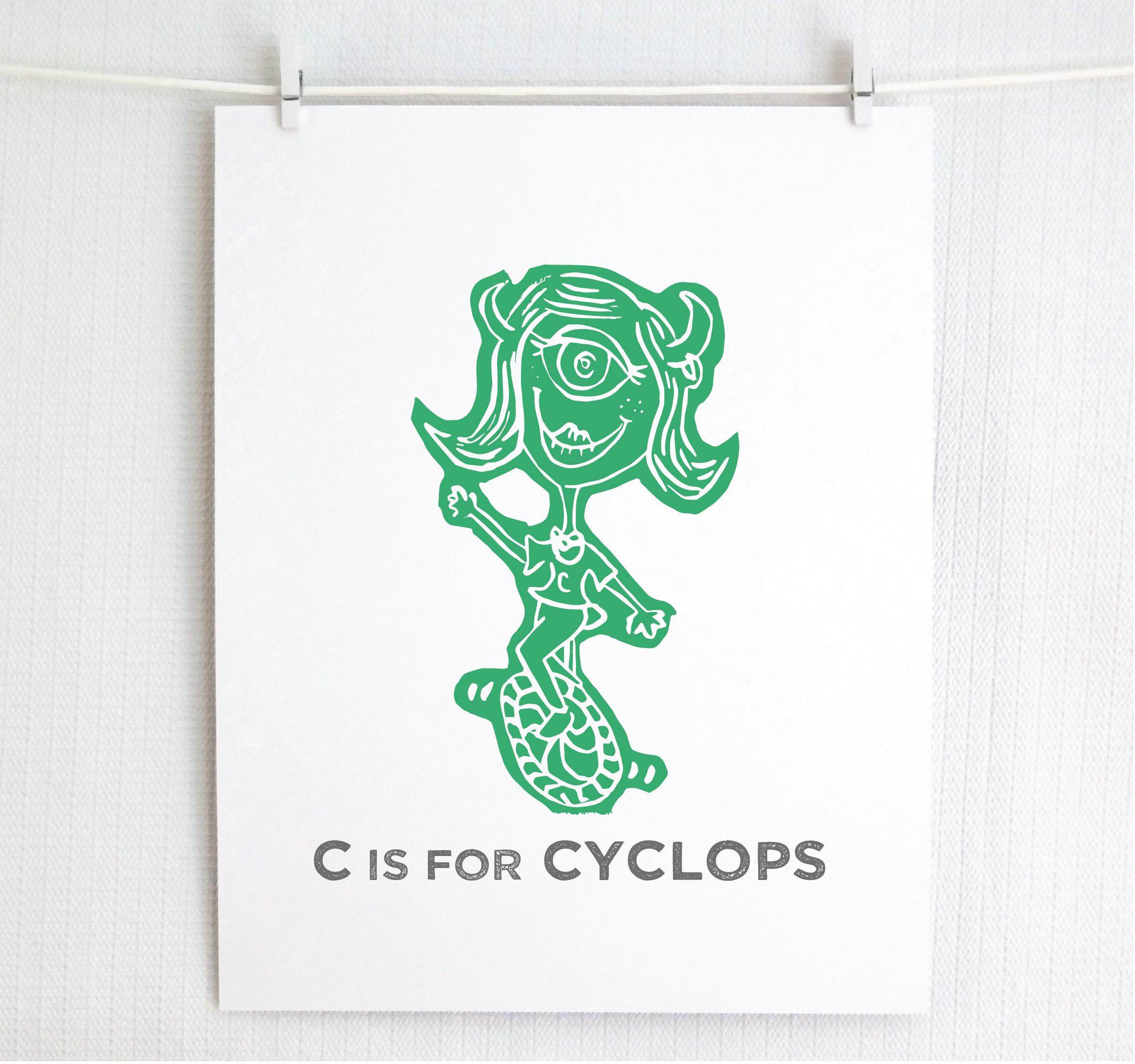 Jamie Palmer Keating - Wholesale Art Print - C is for Cyclops Illustrated Print5