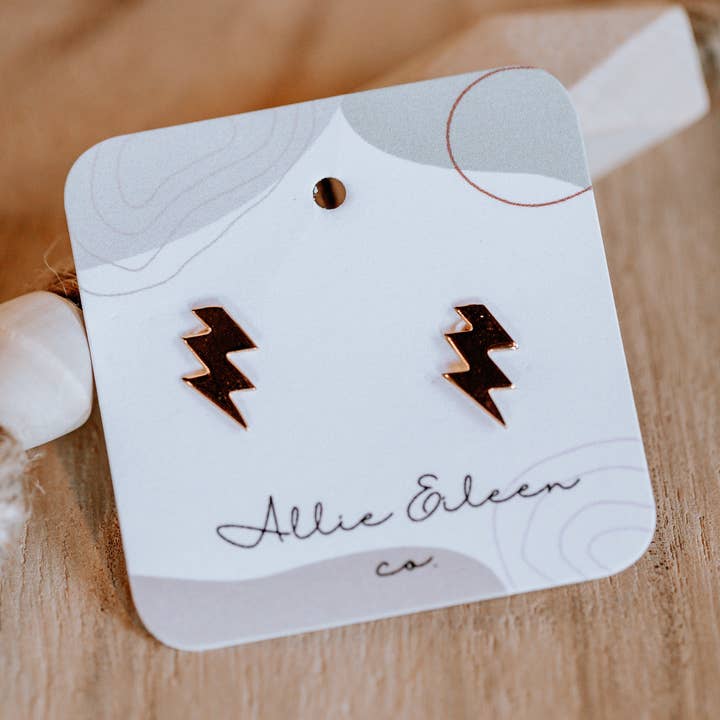 Lightning Bolt Stud Earring for wholesale by Allie Eileen Co.