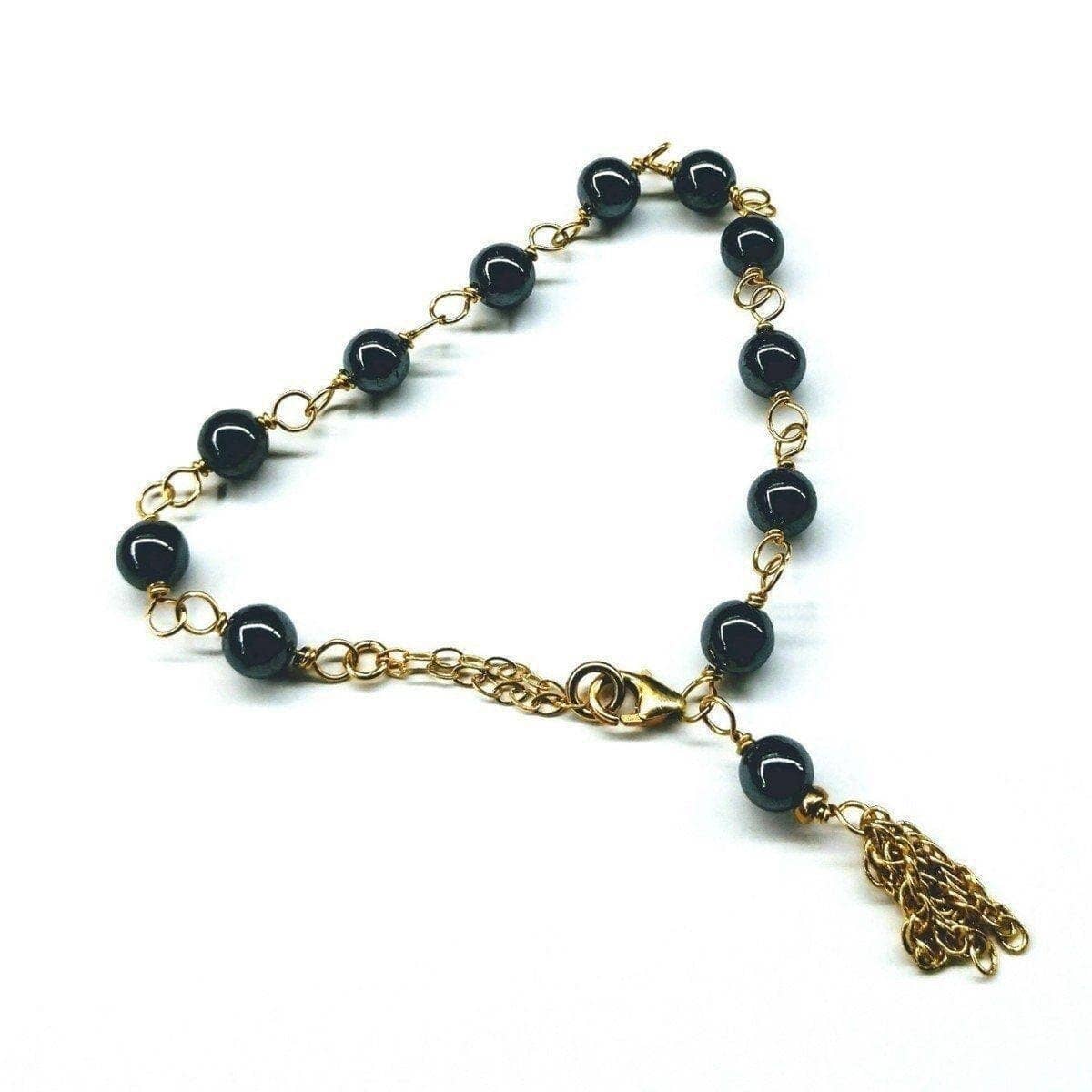 Alexa Martha Designs - Wholesale Link & Chain Bracelet - Adjustable 14 KT Gold Filled Hematite Gold Chain Tassel Bracelets5