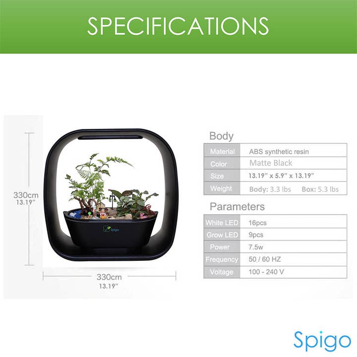 ShopBobbys - Wholesale Artificial Plant - Spigo Intelligent Indoor LED Light Garden, Matte Black6