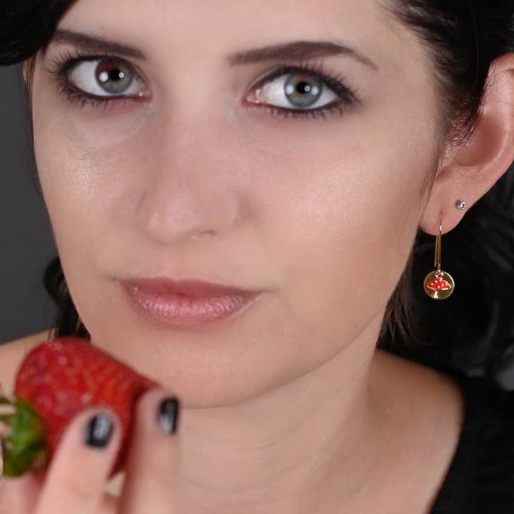 KBD Studio - Vente Boucles d'oreilles pendantes - Boucles d'oreilles en forme de petit champignon magique enchanté