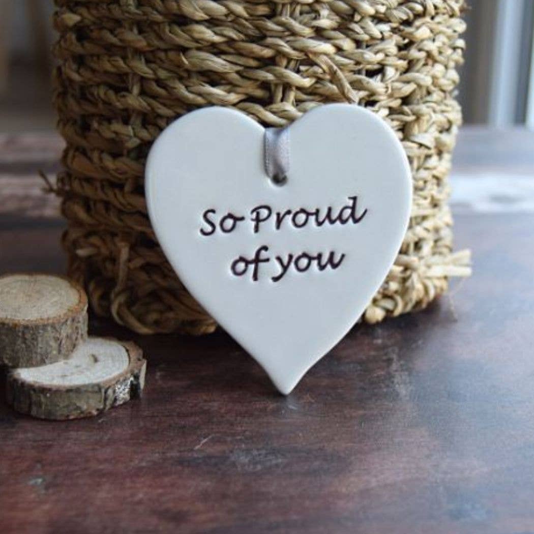 Broadlands Pottery - Wholesale Keepsake Coin/Token - Gifts - So Proud of You - Handmade ceramic heart1
