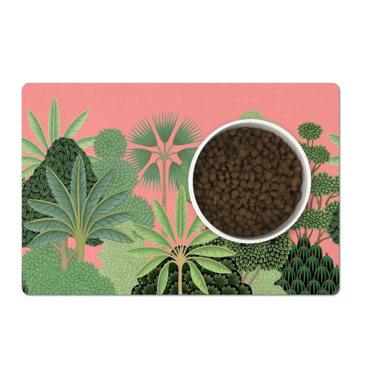Pet Placemat, Tropical Trees, Green and Pink for wholesale by Aliza Darik