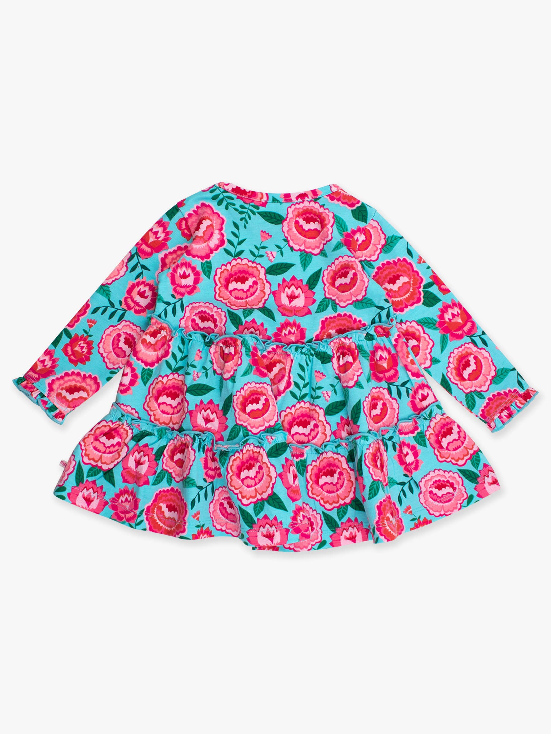 Blue Girls Bright Blossoms Knit Ruffle Tiered Tunic Top for wholesale on Faire7