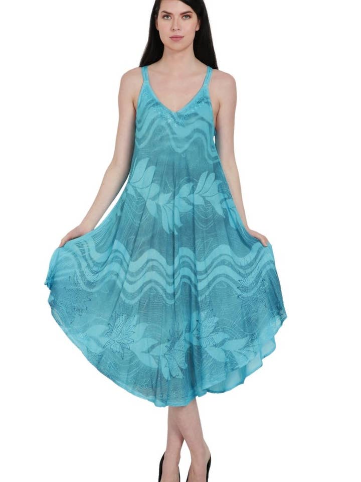 Oahu Waves V-Neck Beach Umbrella DressUD48-2363 for wholesale by Advance Apparels