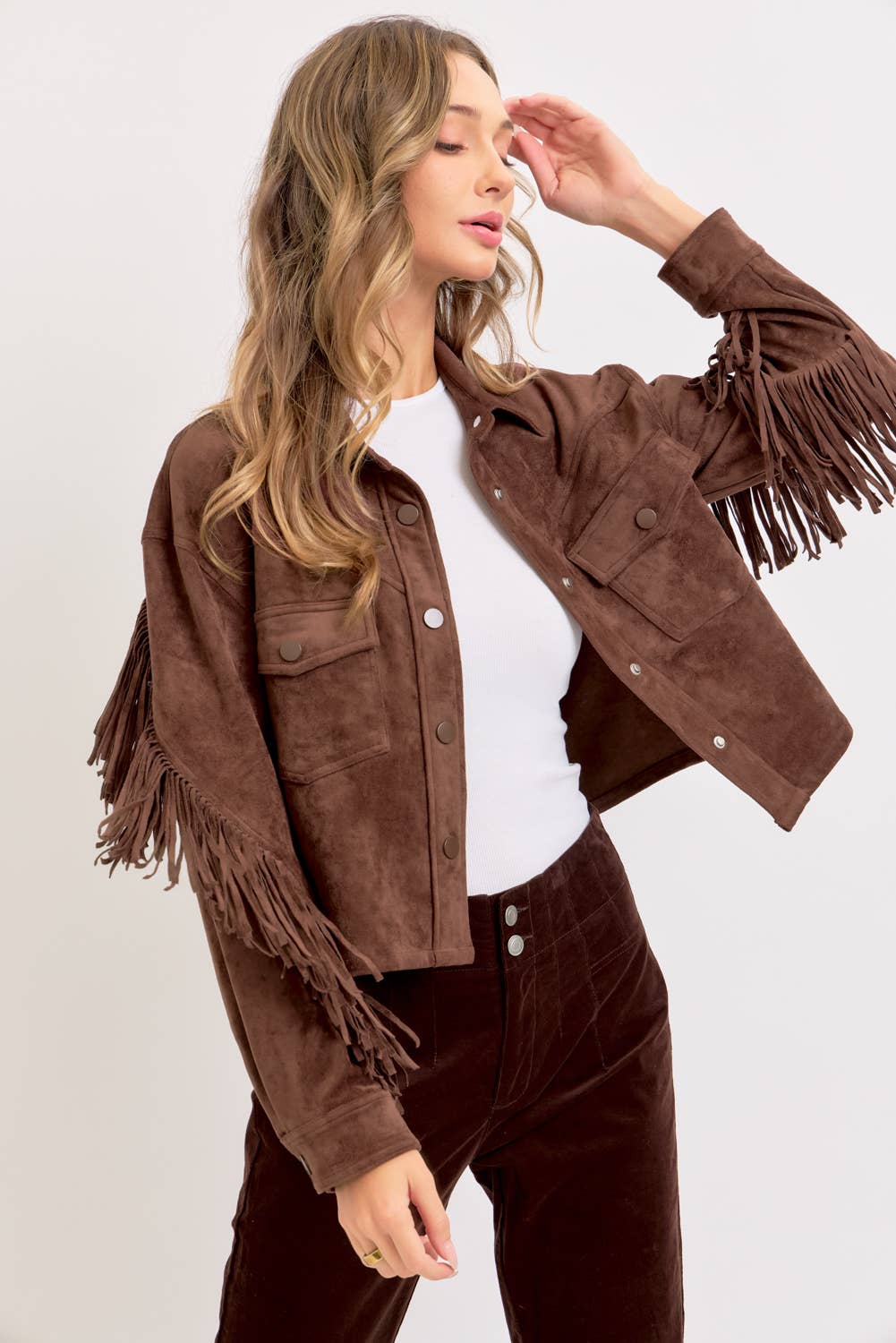 Sweet Lovely by Jen – Großhandel Hemdjacke/Shacket – Damen – Western-inspirierte Wildleder-Shacket40