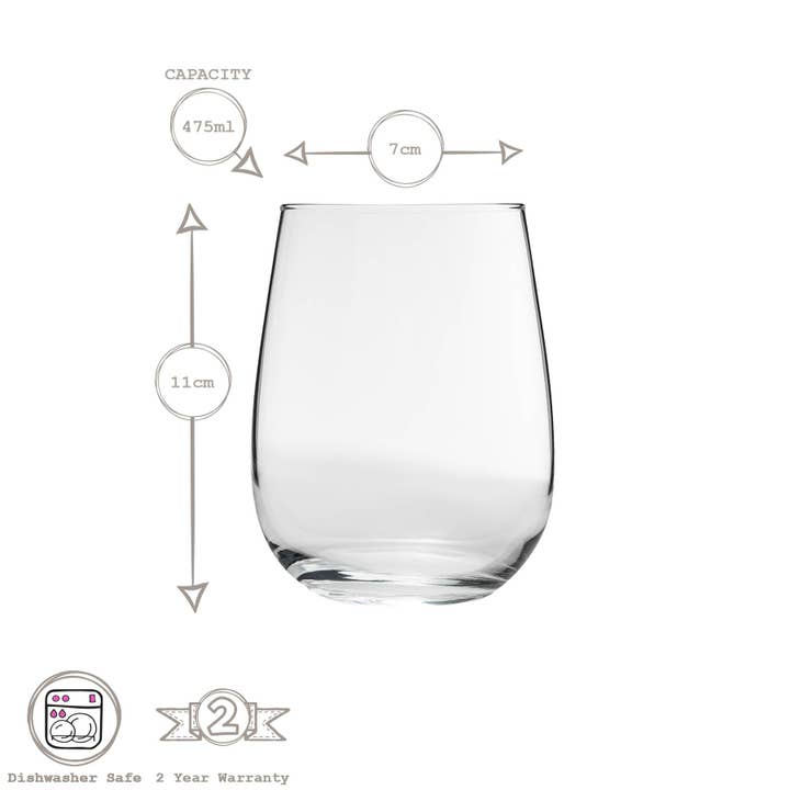 Rinkit Ltd - Wholesale Wine Glass - 475ml Gaia Stemless Red Wine Glass - By LAV4