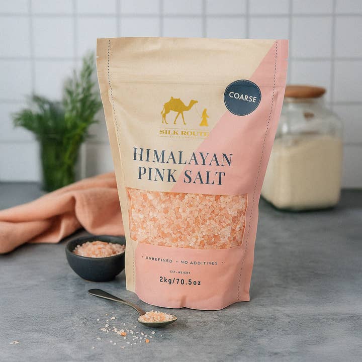 Silk Route Spice Company – wholesale Salt – Resealable Himalayan Rose Pink Salt Pouch - 2kg (Coarse)1