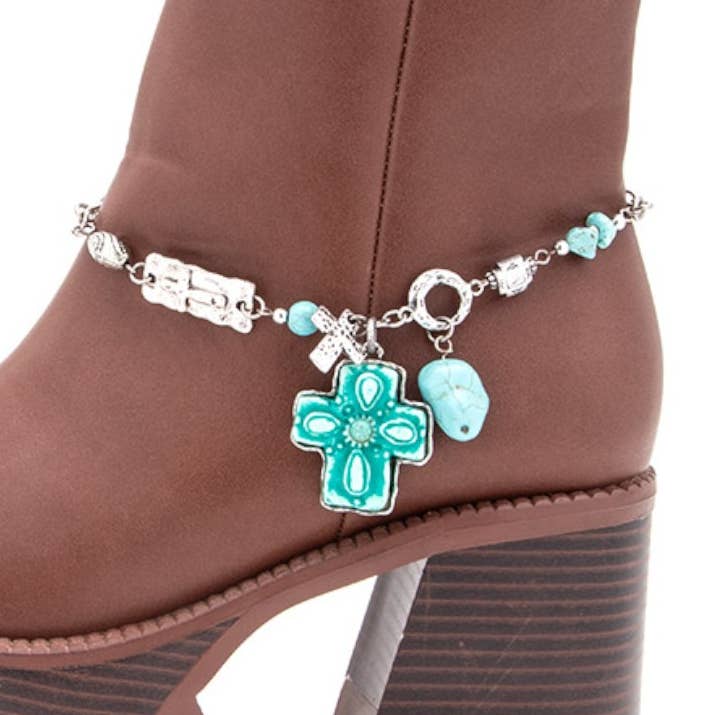 Breloque de botte Mix Tone Cross Western pour la vente par LA Jewelry Plaza