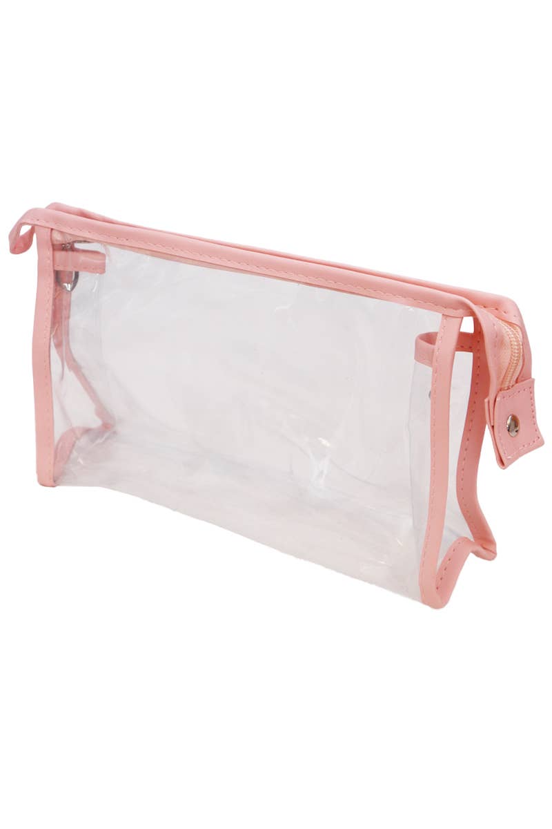 Cap Zone - Wholesale Makeup/Cosmetic Bag - Toiletries Cosmetic Pouch 3-Piece Clear Vegan Leather Set5