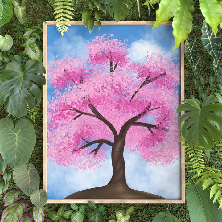 Kirsebærblomstræ 8x10 tommer. Kunsttryk for engroshandel hos quirky burp illustrations