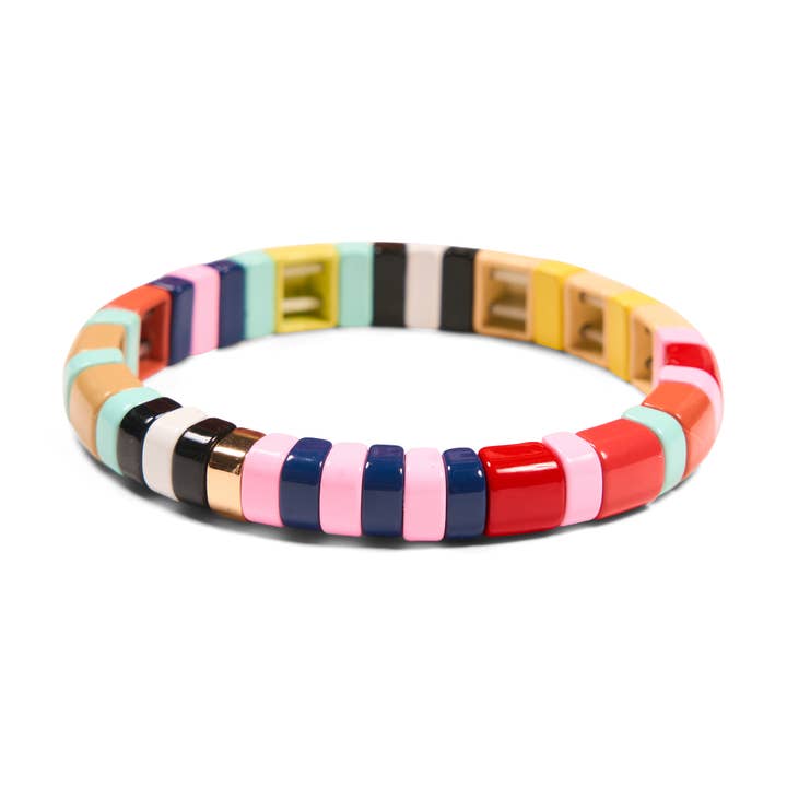 Malibu Sugar - Wholesale Beaded Bracelet - Sugar Stripe Tile Bracelet Assortment