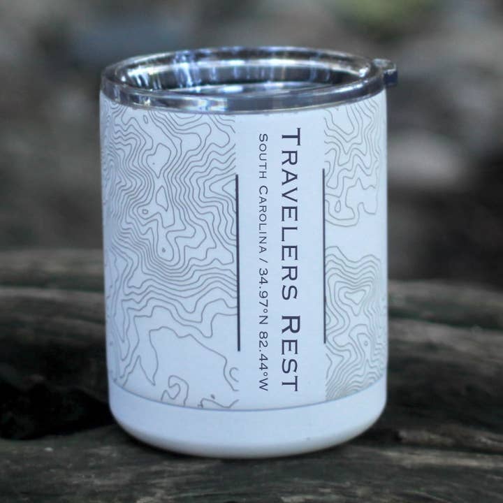 Travelers Rest SC Map geïsoleerde beker in matwit voor wholesale door JACE.design