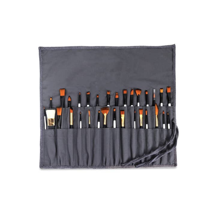 Liquidraw – wholesale Paint/wax brush – Liquidraw Paint Brush Holder 30 Pocket Roll Up Brush Bag Case Storage Pouch Make up Brush Case, Grey3